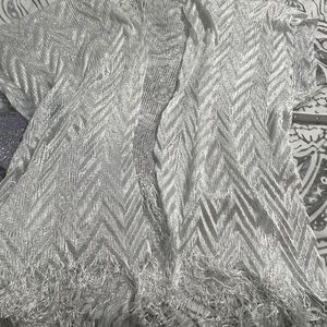 Silver/white knit kimono